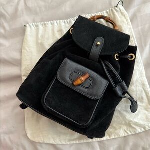 Gucci Elegant Black Suede Mini Backpack